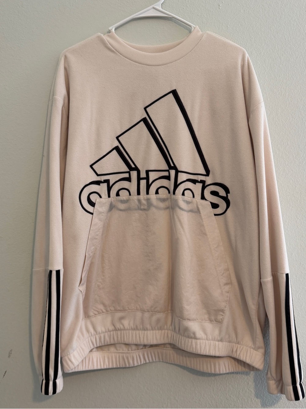 adidas Men’s Cream Crewneck Sweatshirt with Black Logo